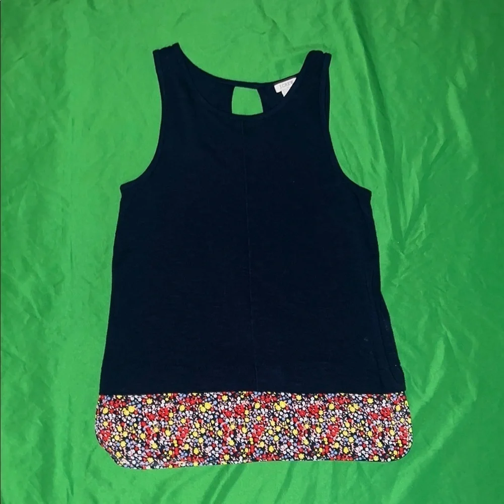 J.Crew Navy Blue Tank Top with Colorful Hem size XS